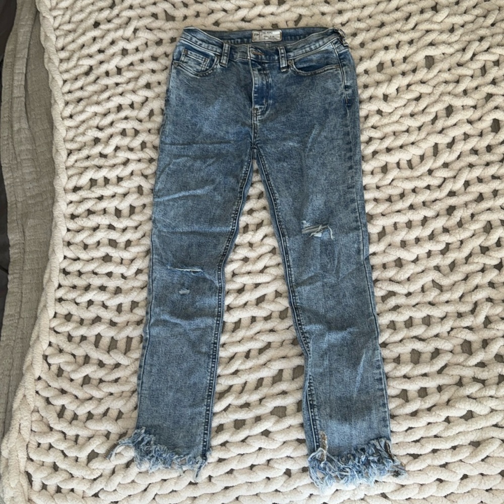 Free people fringe bottom jeans
